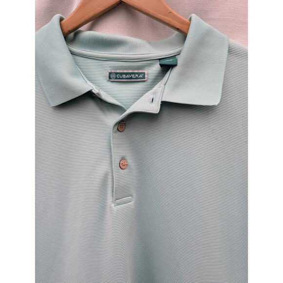 Cubavera Mens Textured Polo Sz XL Short Sleeve Essential Blue Surf Golf Ribbed - Picture 2 of 6